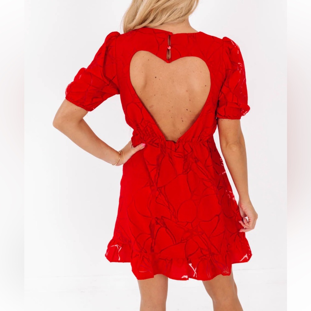 Storia Red Heart Cutout Mini Dress SZ M NWOT